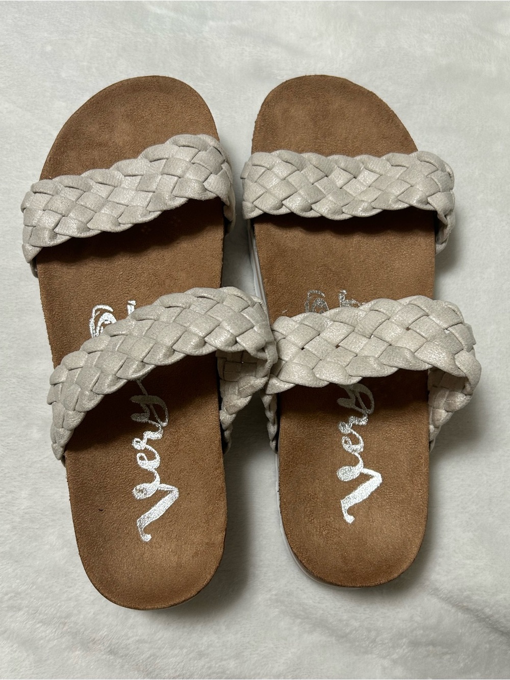Very G Braided Slide Sandals in Light Beige